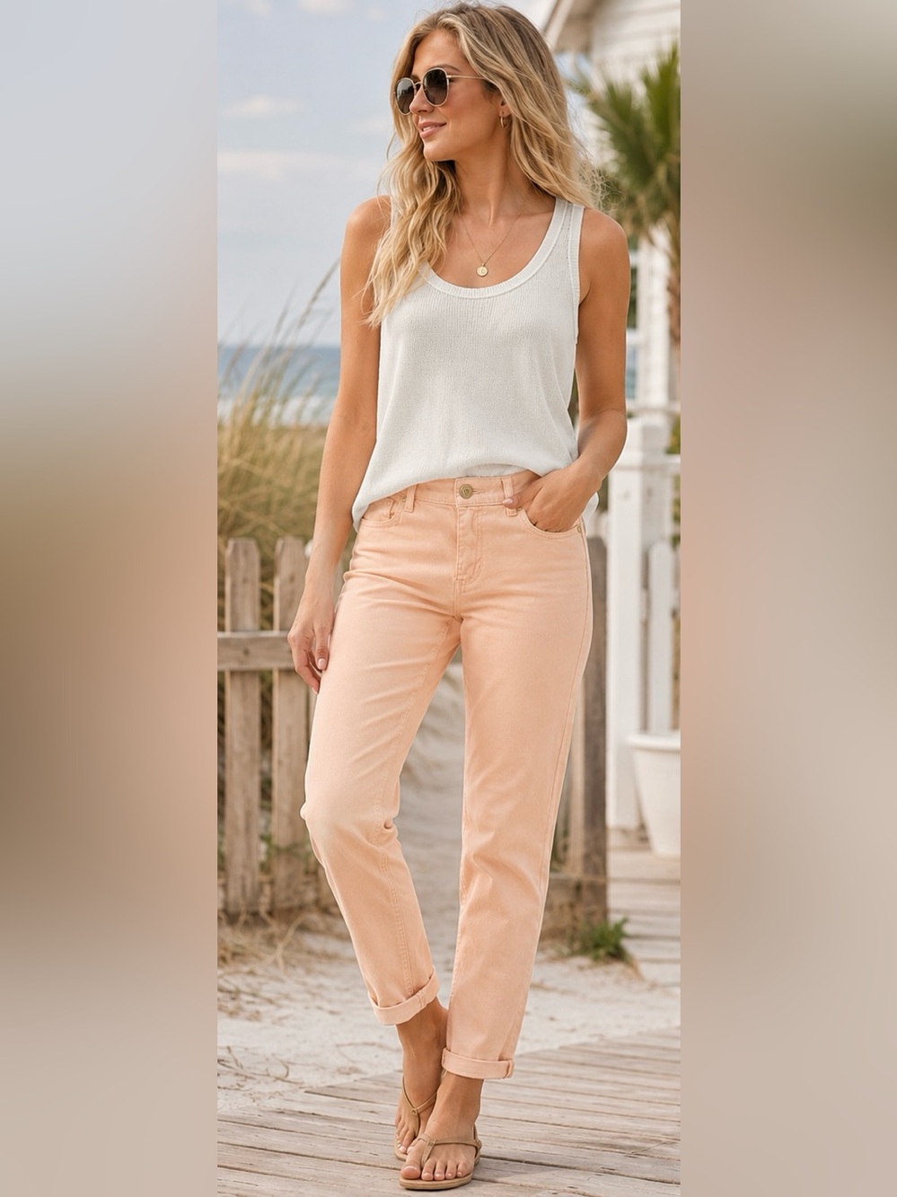 Michael Kors Peach Straight-Leg Jeans